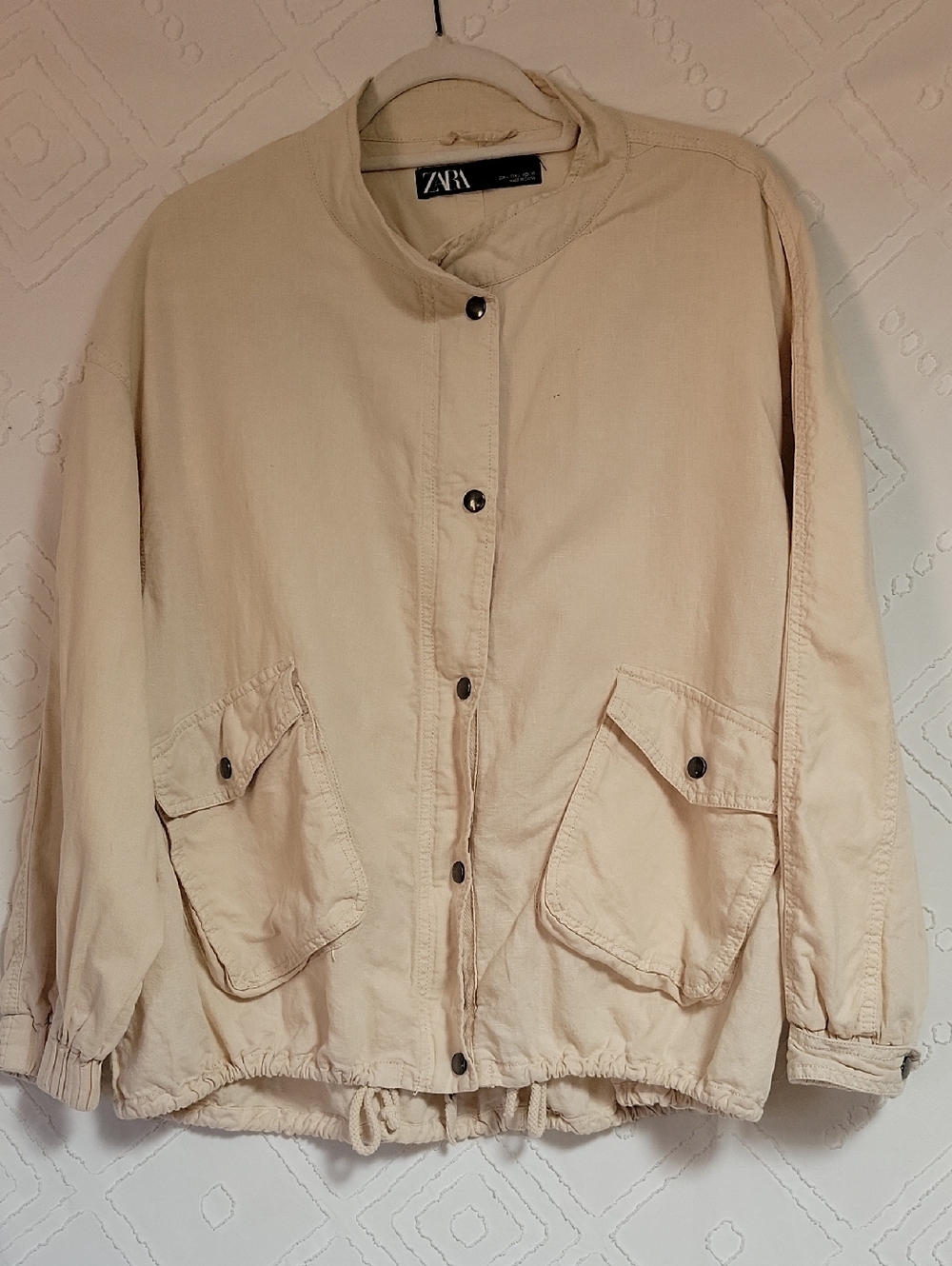 Zara Beige Drawstring Utility Jacket - Women